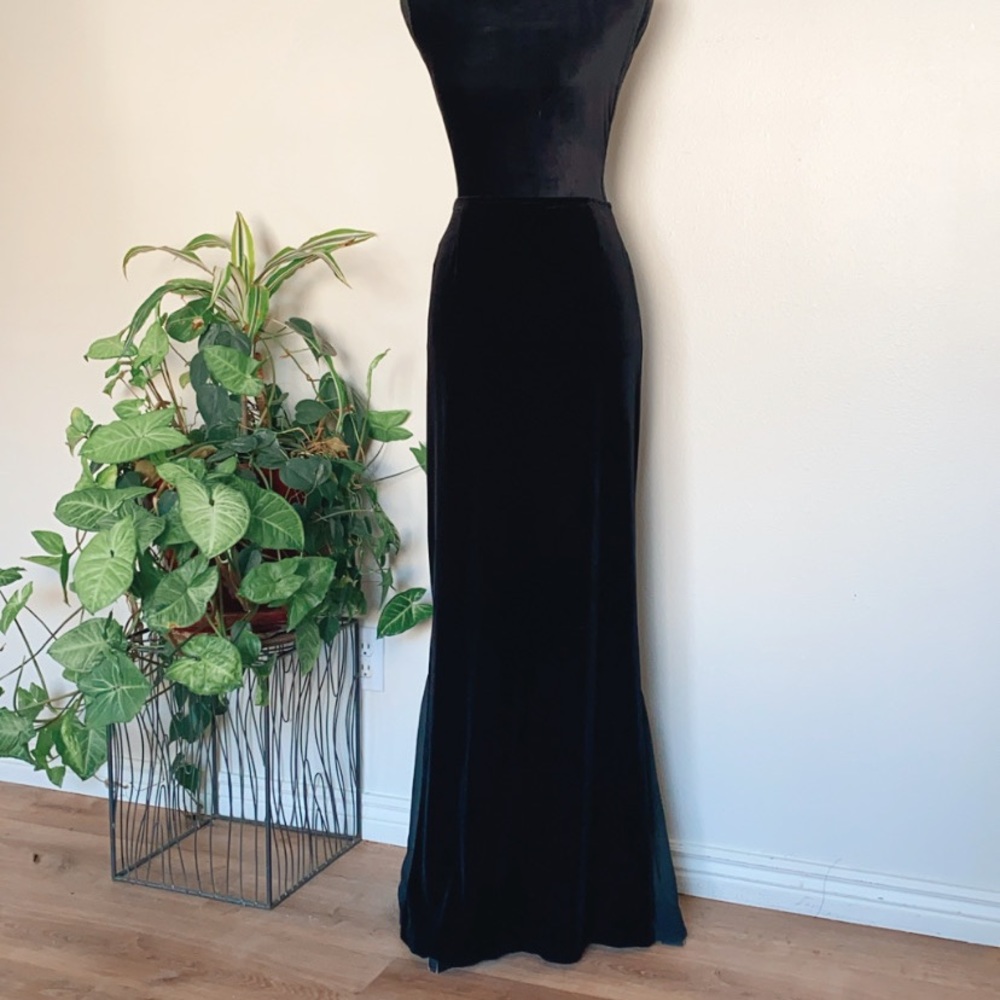 Cachet Velvet and Chiffon Maxi Skirt